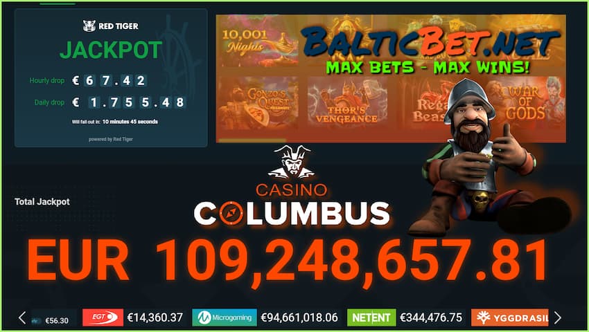 Джекпот в Columbus Casino есть на фото